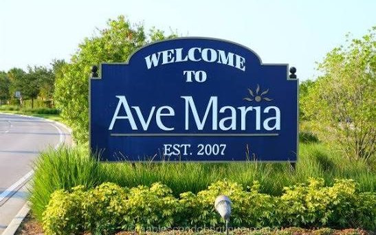 Ave Maria Bldg entrance sign